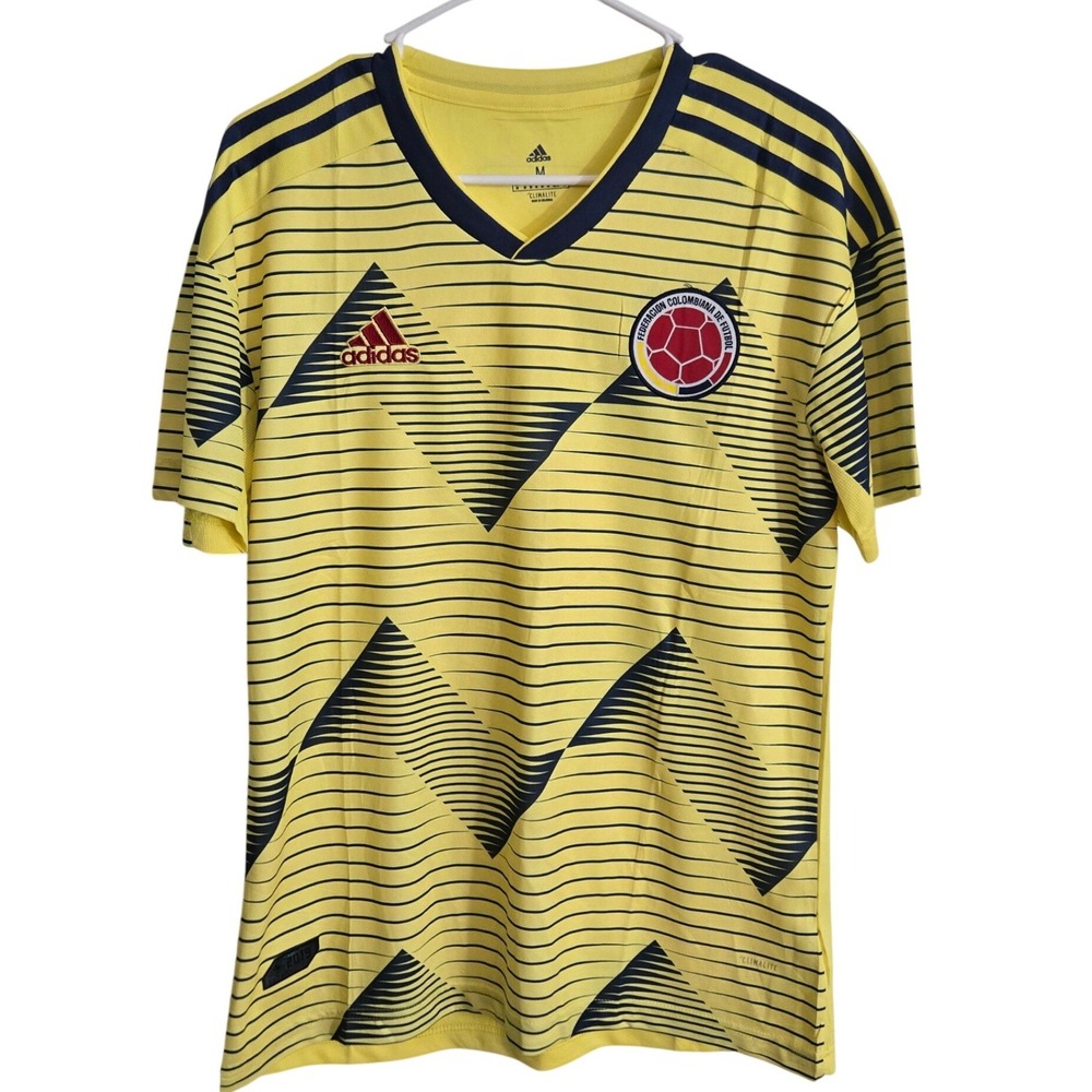 Adidas Colombia Soccer Jersey Mens Medium Yellow Excellent Graphic Climalite